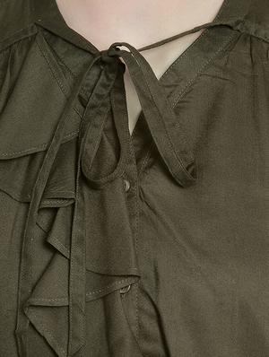 frill detail placket tie-up neck shirt - 15301145 - Standard Image - 4