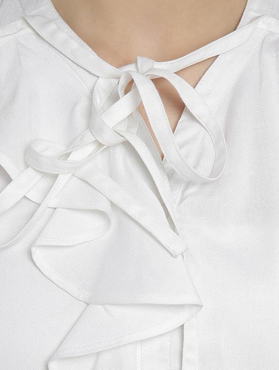 Frill Detail Placket tie-up neck shirt - 15301148 - Zoom Image - 4