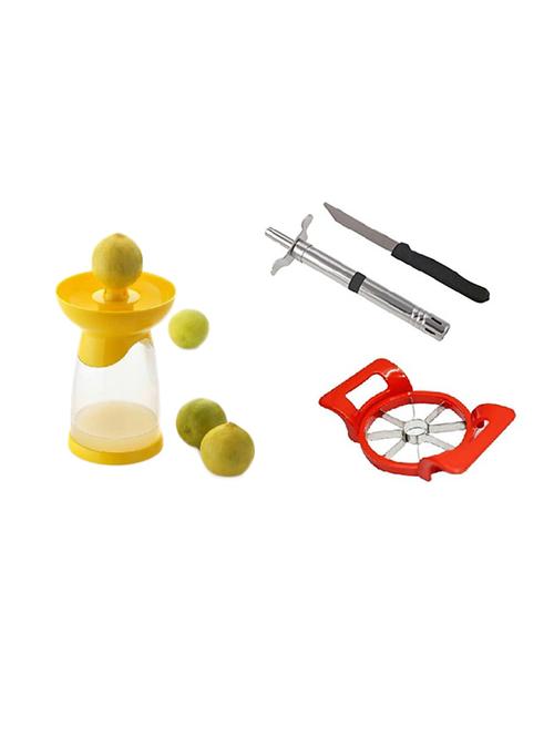 1 pc apple cutter + 1 pc spray lemon juice sprayer hand juicer mini lemon squeezer kitchen tool,3 in 1 + 1 pc vegetable - 15301189 - Standard Image - 1