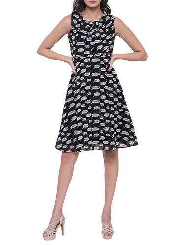 a-line printed sleeveless dress - 15301397 - Very Small Image - 1
