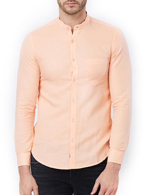 peach cotton casual shirt - 15302131 - Standard Image - 1