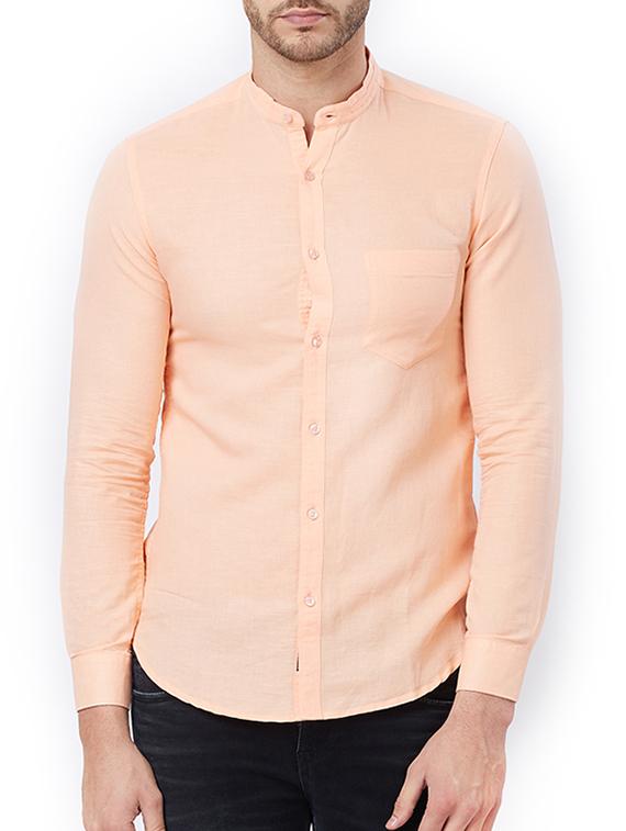 peach cotton casual shirt - 15302131 - Zoom Image - 1