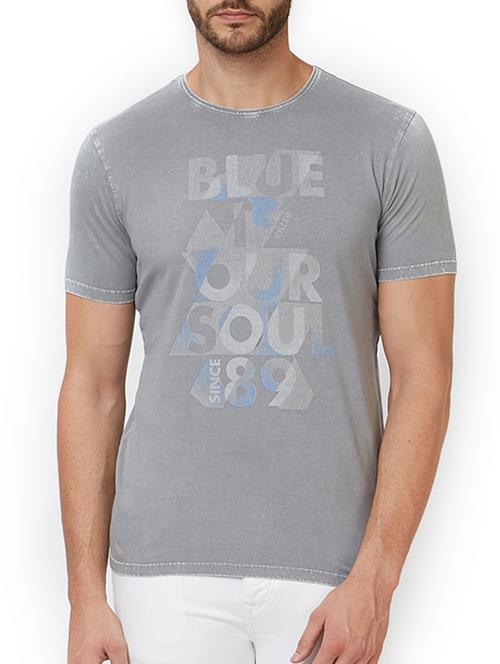 grey cotton chest print t-shirt - 15302169 - Standard Image - 1