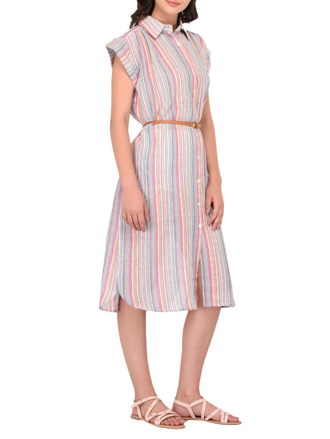 striped belted shirt dress - 15302814 - Zoom Image - 2