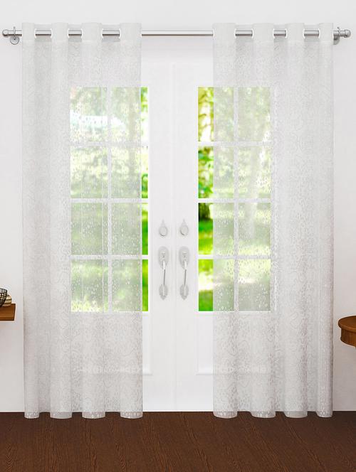 white set of 2 door sheer curtain - 15302939 - Standard Image - 1