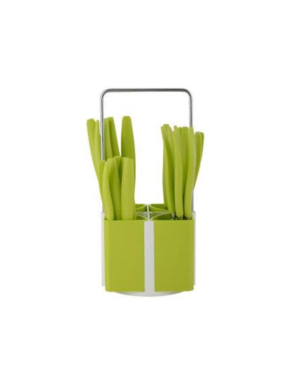 prince premium stainless steel cutlery set with stand 24 pcs, green - 15303486 - Zoom Image - 1