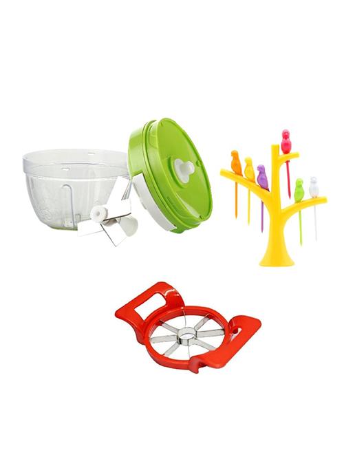 1 pc apple cutter + 1 pc easy pull onion garlic vegetable fruit cutter crusher - 15303562 - Standard Image - 1