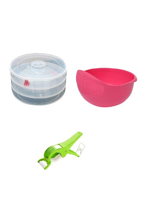 1 pc sprout maker + 1 pc vegetable cutter with piller + 1 pc washing bowl for vegetable fruit pasta rice - 15303654 - Very Small Image - 1