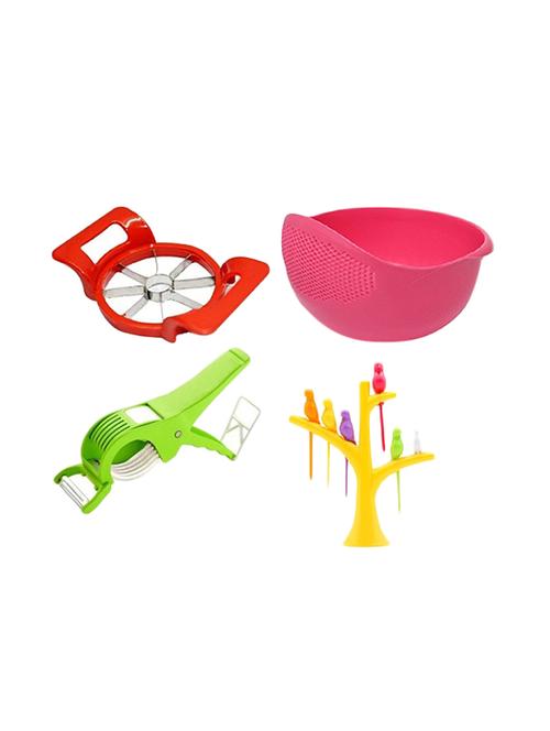 1 pc apple cutter + 1 pc fruit fork + 1 pc vegetable fruit rice wash bowl + 1 pc 5x speed vegetable cutter with piller - 15304368 - Standard Image - 1