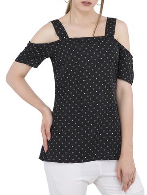 Cold shoulder printed top - 15304816 - Standard Image - 1