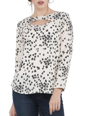 Cut outs neckline floral top - 15304817 - Standard Image - 1
