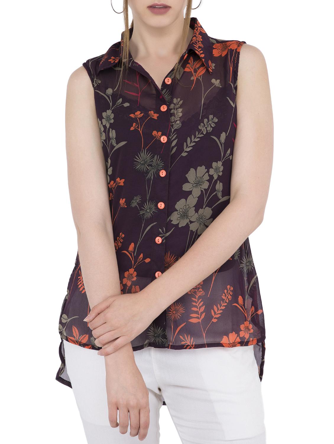 Printed sheer tunic - 15304821 - Zoom Image - 1