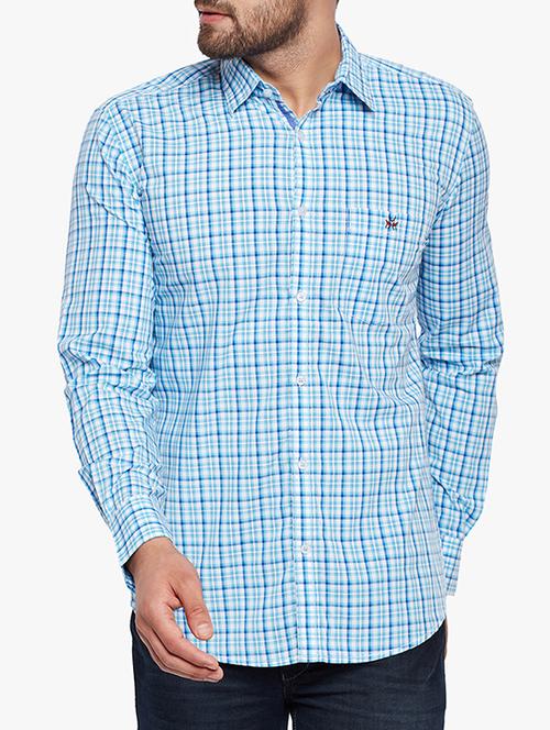 blue cotton casual shirt - 15305754 - Standard Image - 1