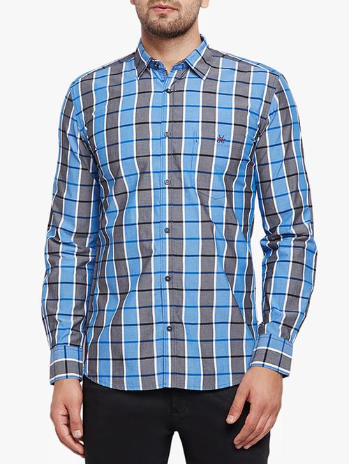 blue cotton casual shirt - 15305766 - Standard Image - 1