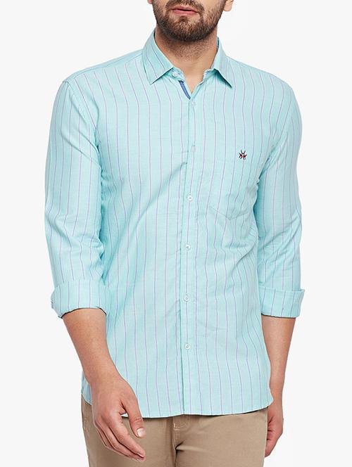 blue striped casual shirt - 15305786 - Standard Image - 1