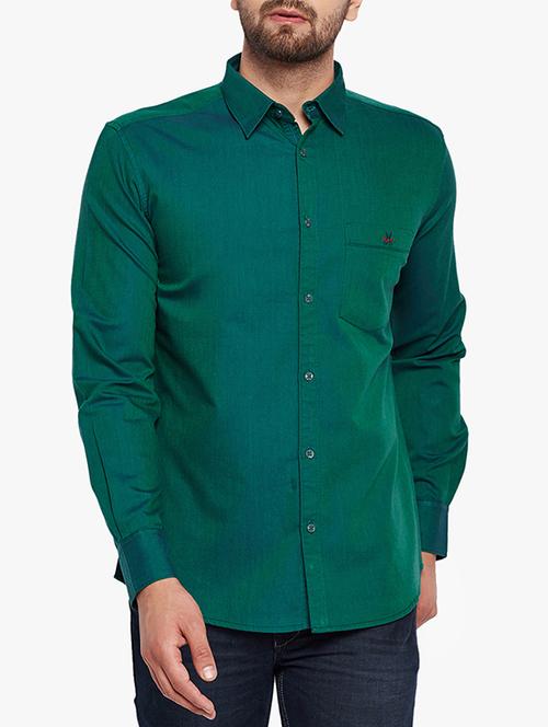 green solid casual shirt - 15305897 - Standard Image - 1