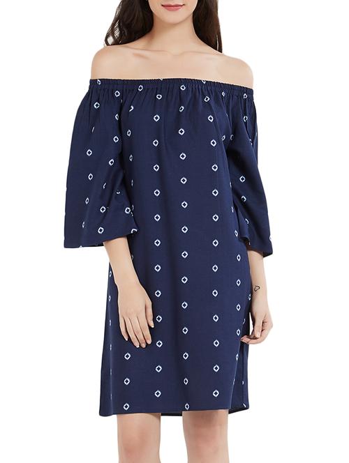 navy blue shibori a-line dress - 15305946 - Standard Image - 1