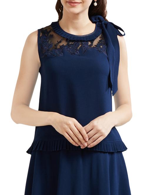 navy floral embroidery top - 15305948 - Very Small Image - 1