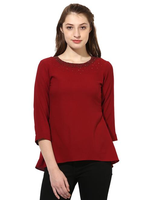 maroon top with tiny embellishments - 15305955 - Standard Image - 1