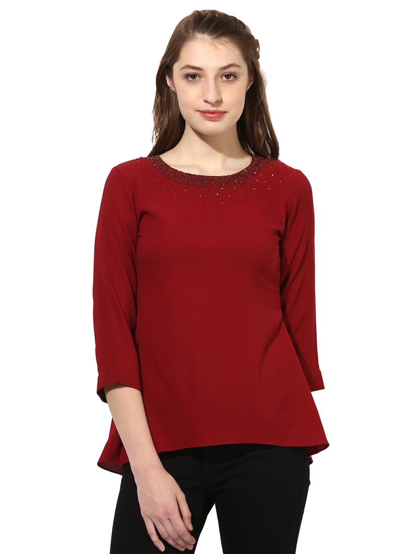 maroon top with tiny embellishments - 15305955 - Zoom Image - 1