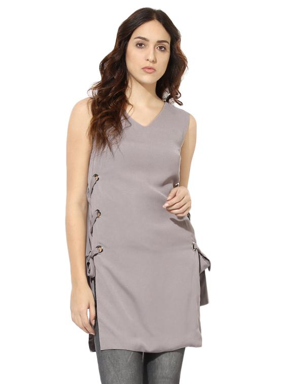 grey side knot tunic - 15305967 - Zoom Image - 1