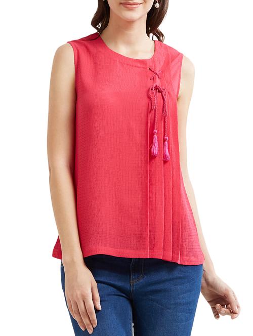 pink lace-up top - 15305968 - Standard Image - 1