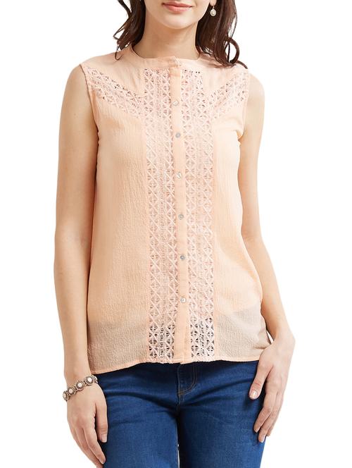 pink mesh sleeveless top - 15305973 - Standard Image - 1