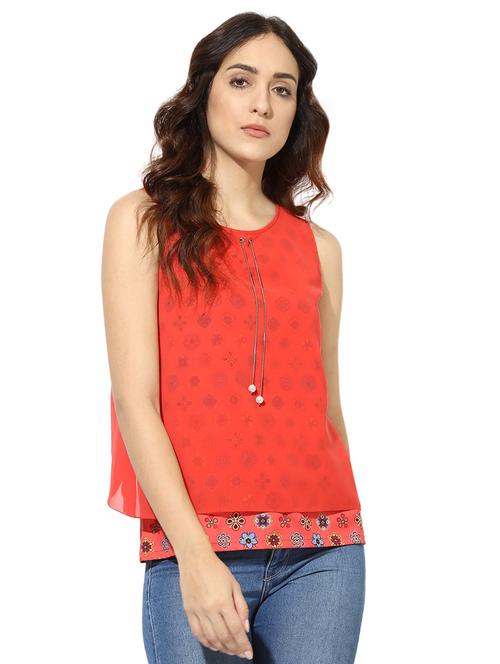 red floral layered top - 15305989 - Standard Image - 1