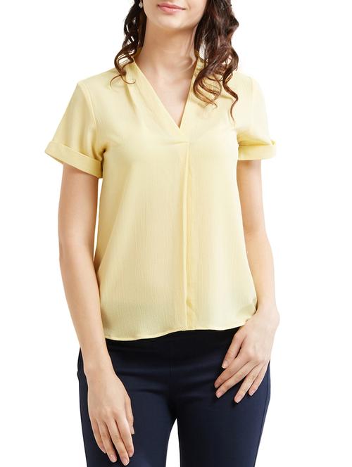 yellow pleated top - 15305996 - Standard Image - 1