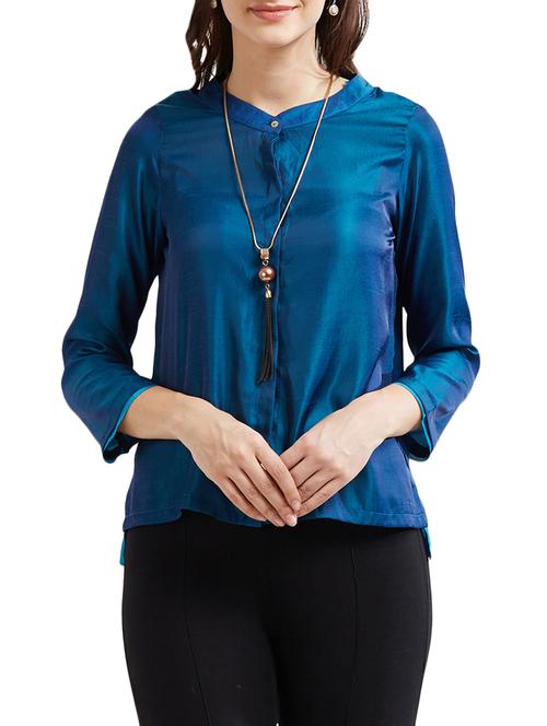 blue solid sheen top - 15306012 - Very Small Image - 1