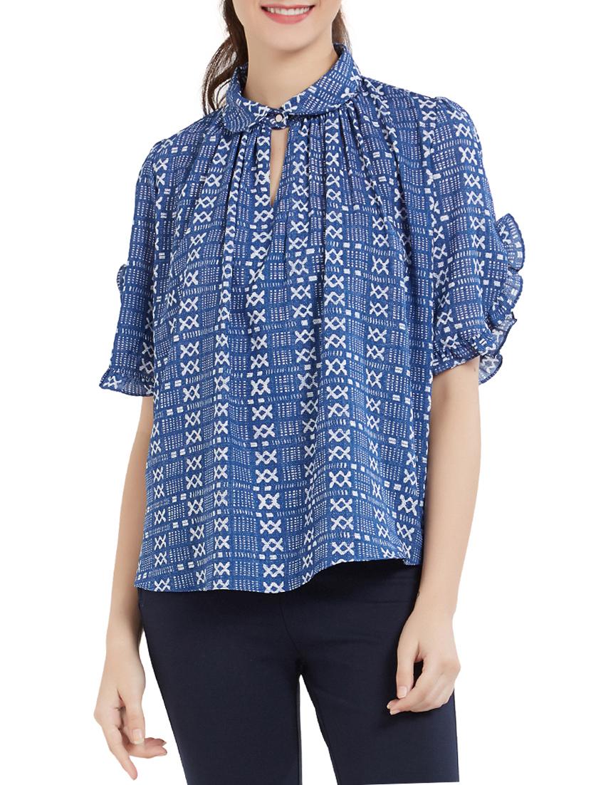 frill detail printed top - 15306019 - Zoom Image - 1