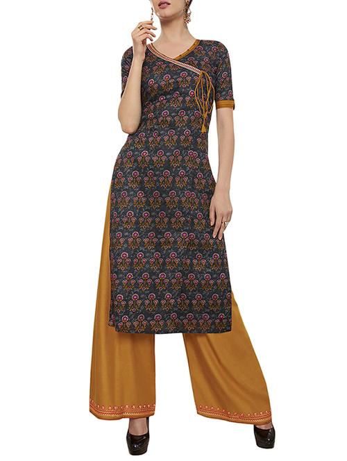 blue cotton kurta palazzo - 15306088 - Standard Image - 1
