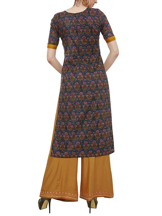 blue cotton kurta palazzo - 15306088 - Zoom Image - 3