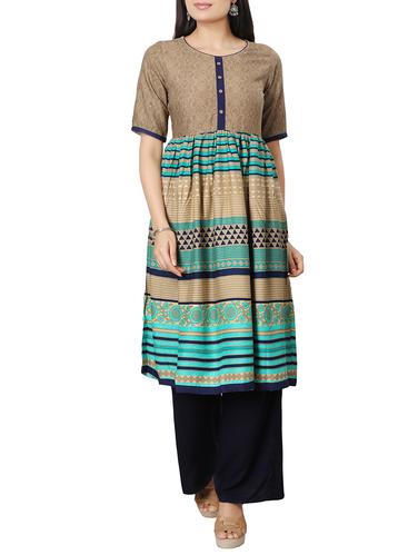 flared geometric kurta - 15306901 - Very Small Image - 1