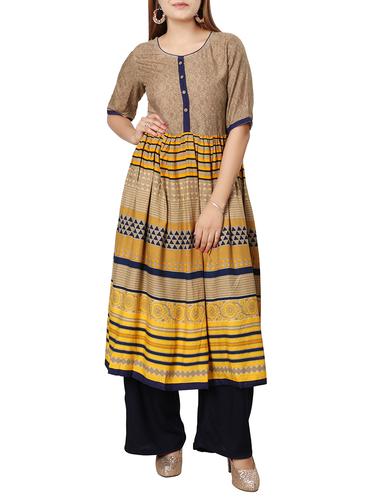 flared geometric kurta - 15306902 - Very Small Image - 1