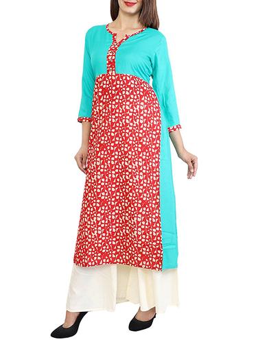 Color block kurta & palazzo set - 15307069 - Very Small Image - 1