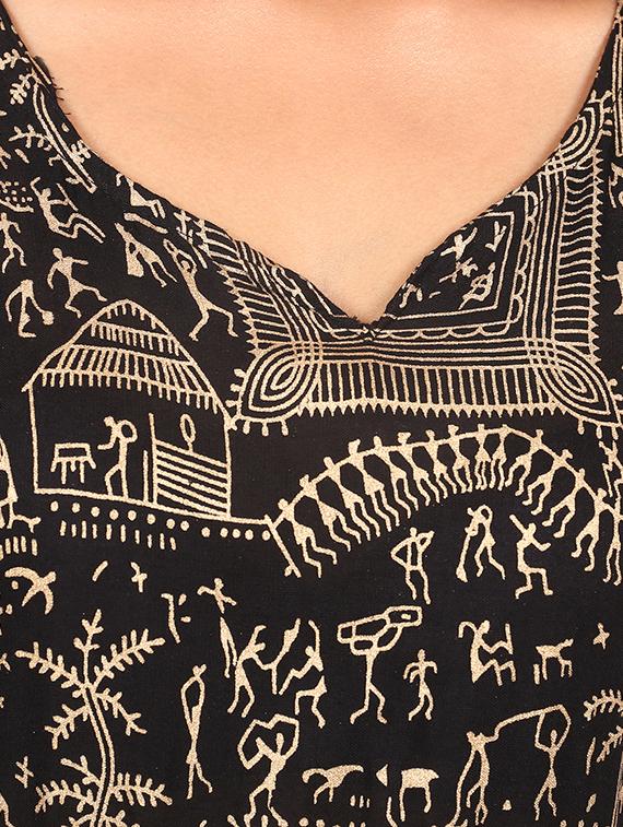 flared foil print kurta - 15307182 - Zoom Image - 4