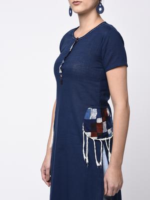 twilight navy straight kurta - 15307338 - Standard Image - 2