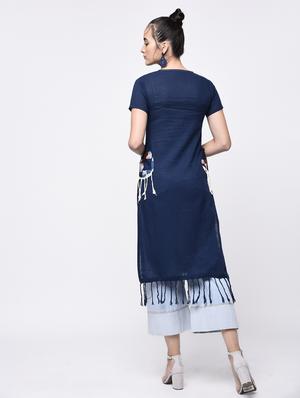 twilight navy straight kurta - 15307338 - Standard Image - 4