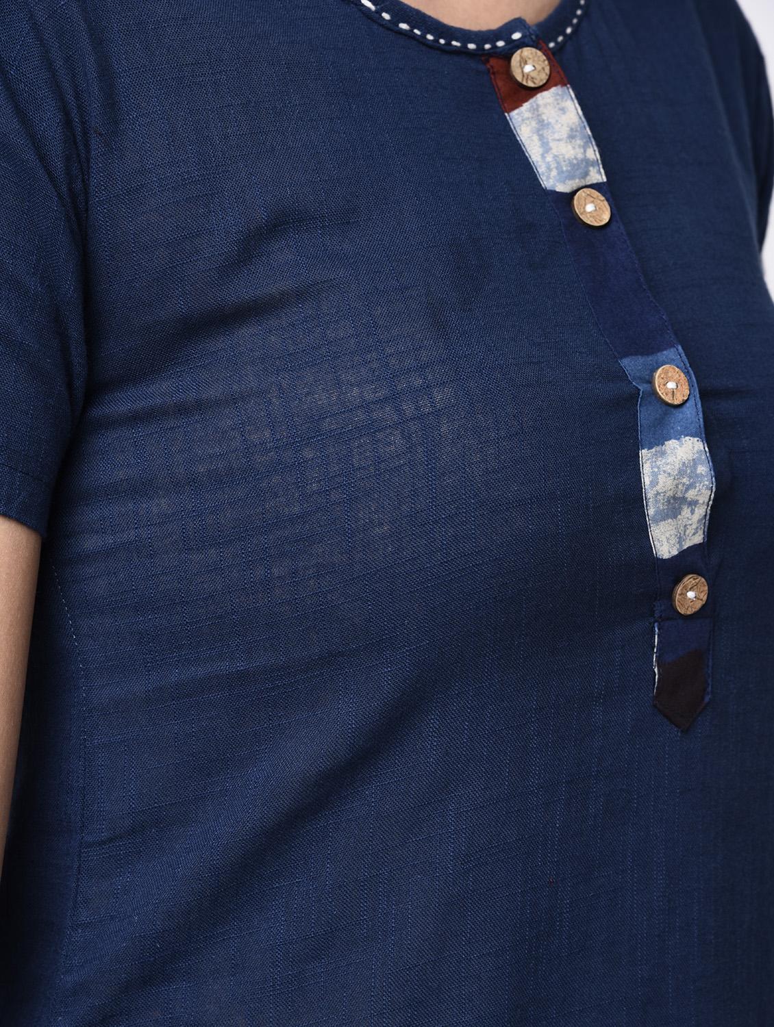twilight navy straight kurta - 15307338 - Zoom Image - 5