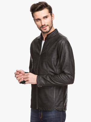 black leatherette biker jacket - 15308188 - Standard Image - 2
