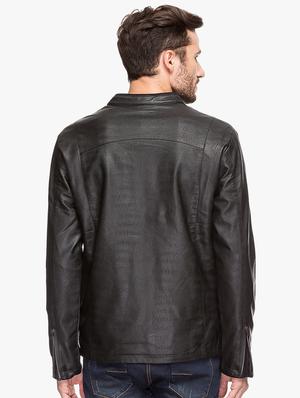 black leatherette biker jacket - 15308188 - Standard Image - 3