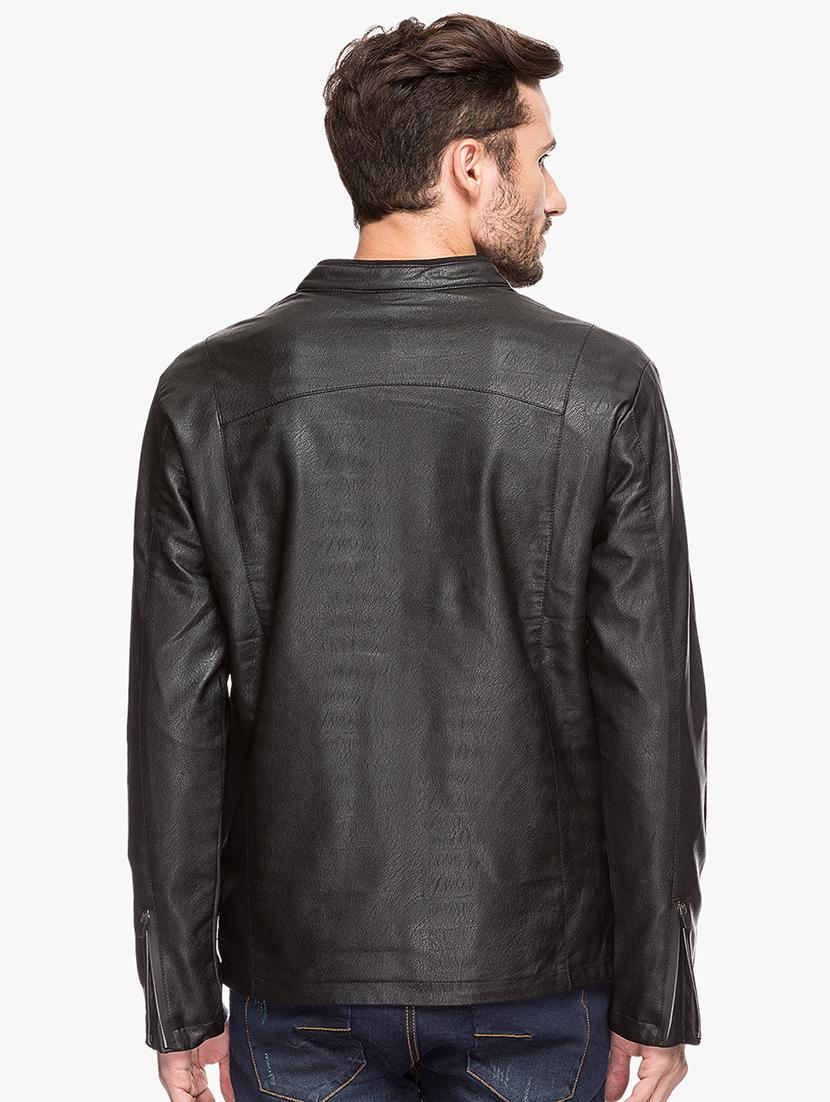 black leatherette biker jacket - 15308188 - Zoom Image - 3