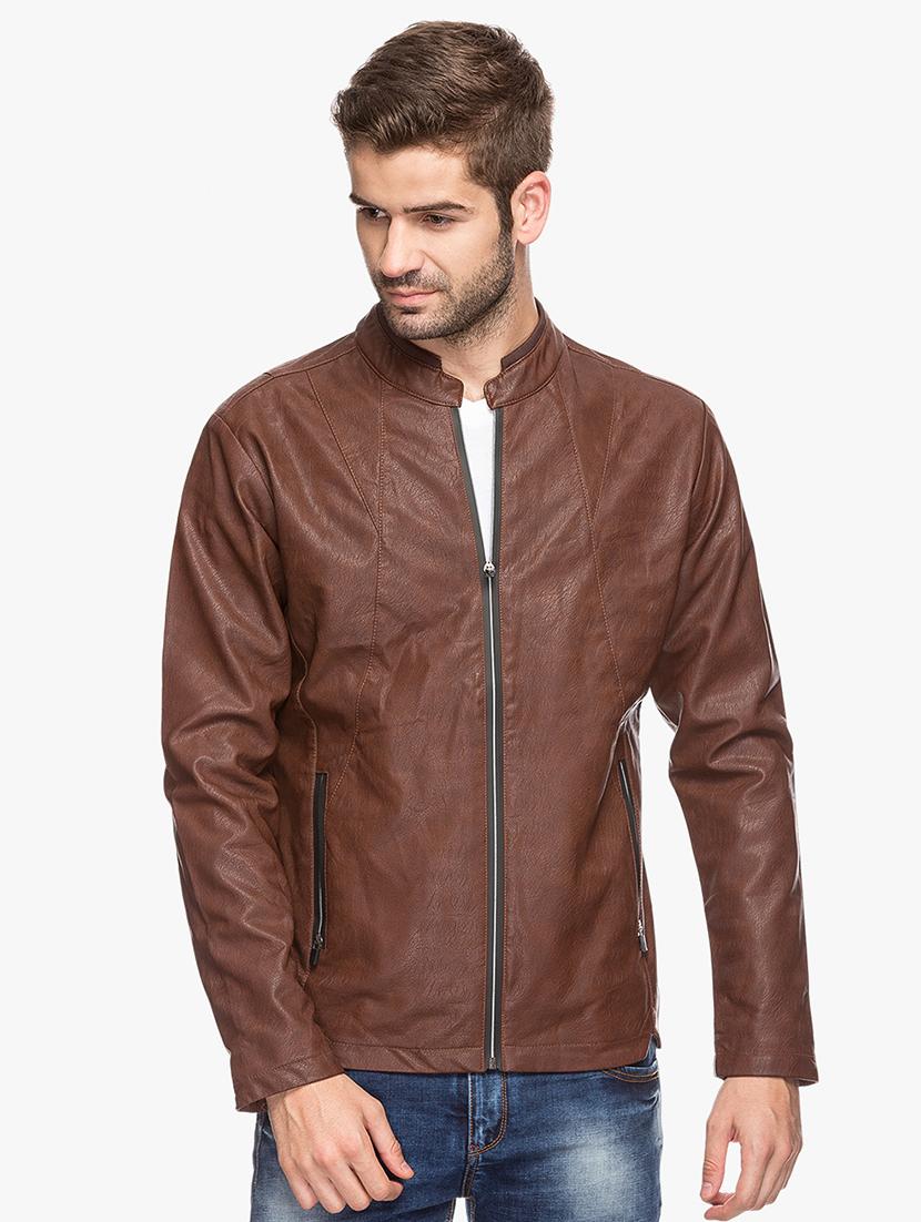 brown leatherette biker jacket - 15308189 - Zoom Image - 1