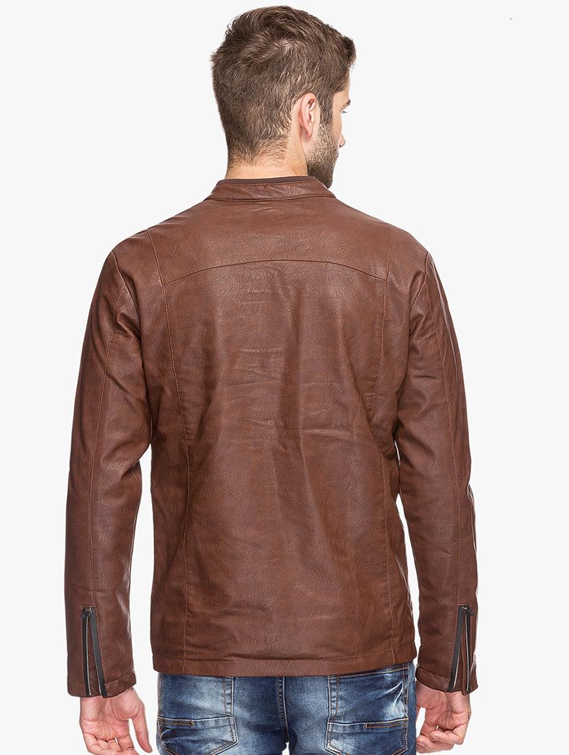brown leatherette biker jacket - 15308189 - Zoom Image - 3