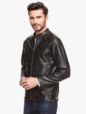 black leatherette biker jacket - 15308190 - Standard Image - 2