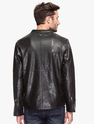 black leatherette biker jacket - 15308190 - Standard Image - 3