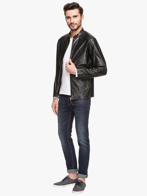 black leatherette biker jacket - 15308190 - Standard Image - 4