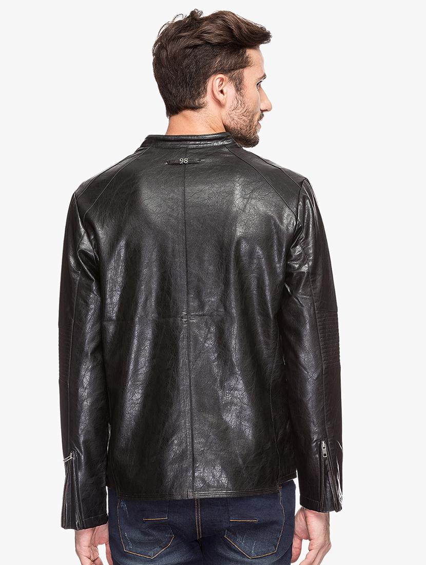 black leatherette biker jacket - 15308190 - Zoom Image - 3