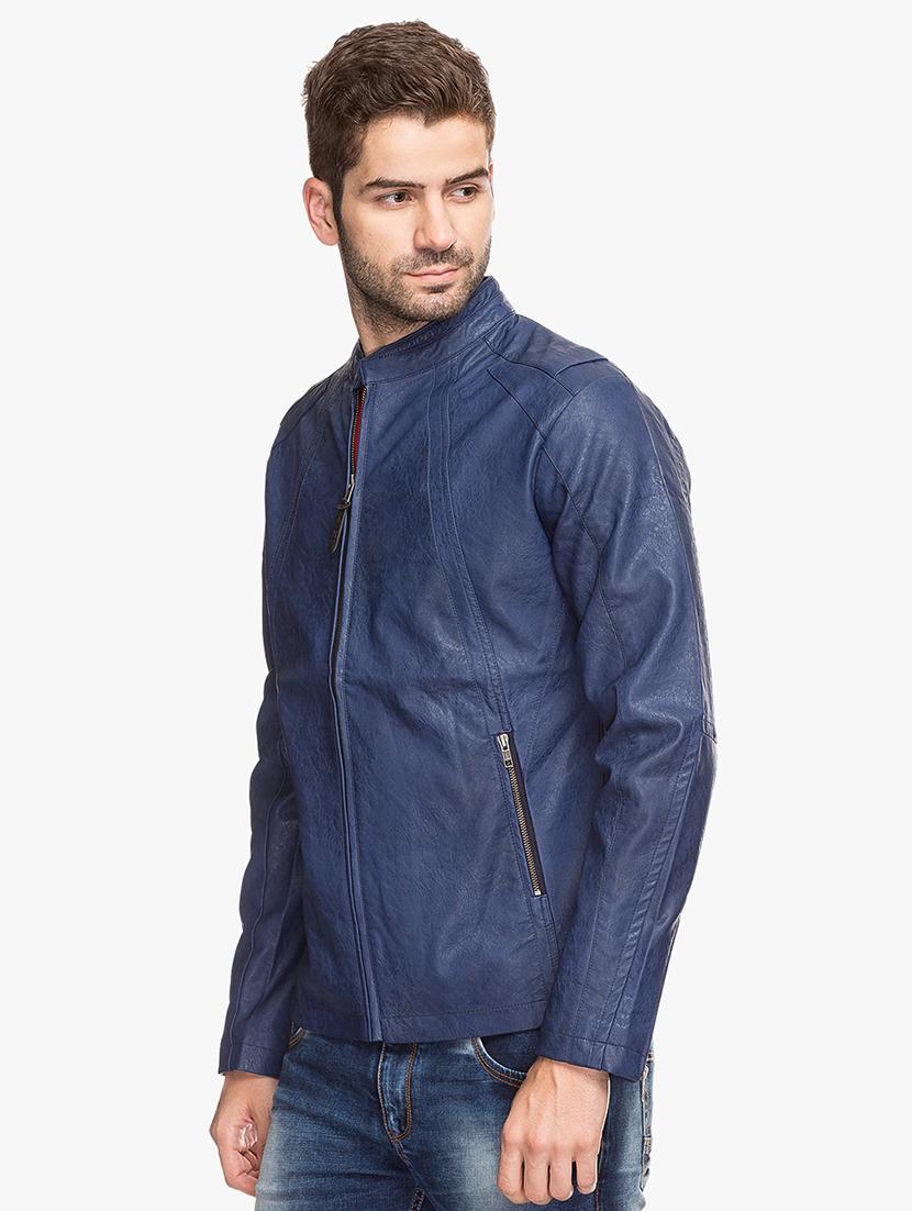 blue leatherette biker jacket - 15308202 - Zoom Image - 2